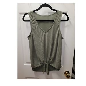 Olive tie front tank